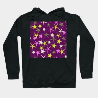 Starfish galaxy in lime green, regal purple, hot pink and olive green Hoodie